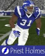 Holmes started his League career with the Pack Mules who signed him in week 6 of the 98 season. He scored 24 points. After not being on a roster in 1999 he was acquired by the Warlords via waiver week 4 in 2000. Holmes lasted three seasons, scored 177 including 123 in 2002 which is still the franchise record. When John Grote took over management of the franchise he allowed Holmes to be signed by second year Flash owner Don Roberts. In just two seasons Holmes accumulated 257 points and sill holds the franchise mark of 150.13. In 2005 the Pelicans reacquired him. This time around he scored 45.48. In 2006 he spent four days, three hours and 45 minutes on the Hedge Hogs preseason roster. In 2007 he was drafted in the fifth round by the Players, started two games, scored 1.35 and was never heard from again.
