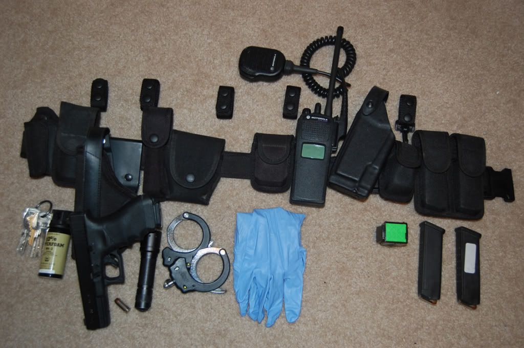 Correctional Officer Duty Belt Setup With Gloves