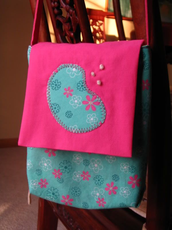 pink side of Keely's purse
