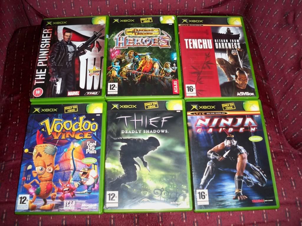 The Punisher, Dungeons and Dragons Heroes, Tenchu Return From Darkness, Voodoo Vince, Thief Deadly Shadows, Ninja Gaiden (all CIB)