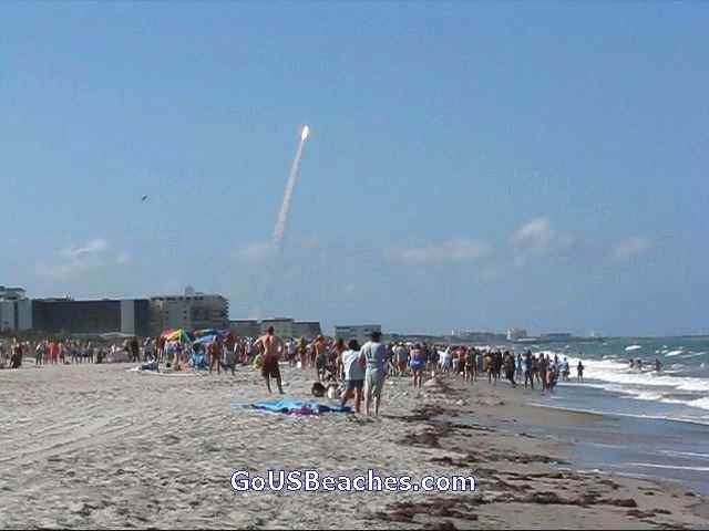 Space Shuttle Launch at Cape Canaveral viewed from Beach in front of Condo at Cocoa Beach Florida