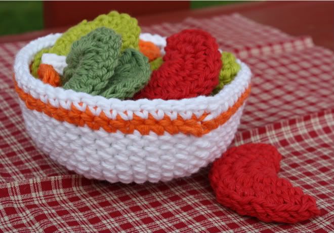 Crochet Play Food Spring Greens Salad Bowl