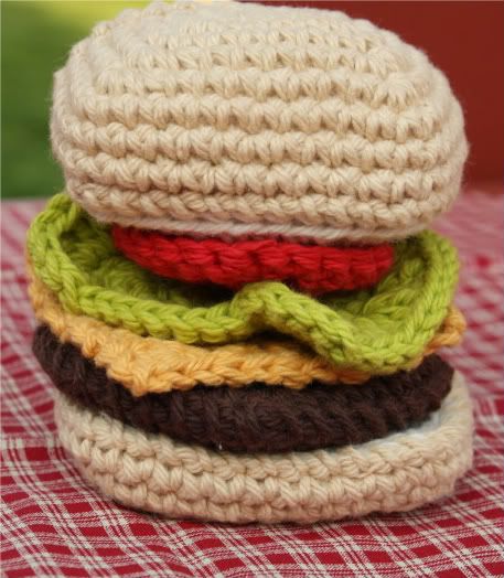 Just in time for your cookout - Crocheted Cheeseburger Play Food
