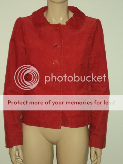 Womens J. CREW Red Corduroy Cotton Jacket Blazer Sz 2 XS  