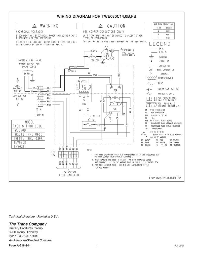 Trane Air Conditioning Schematic - Complete Wiring Schemas